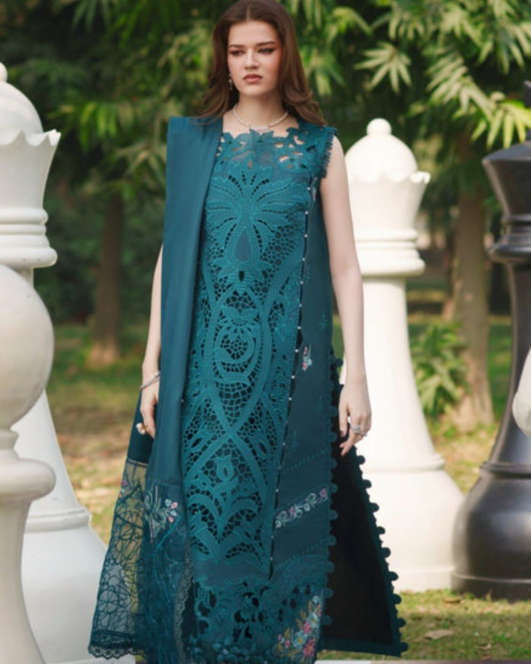 3-Piece Embroidered Chikankari & Lawn Suit with Heavy Dupatta