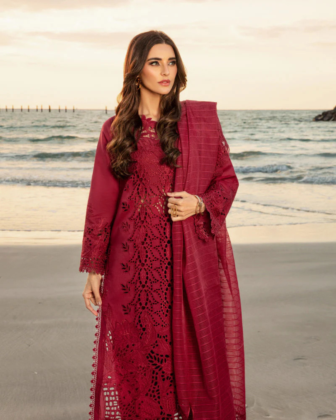 3-Piece Chikankari Lawn Cotton Suit with Embroidered Khaddi Net Dupatta