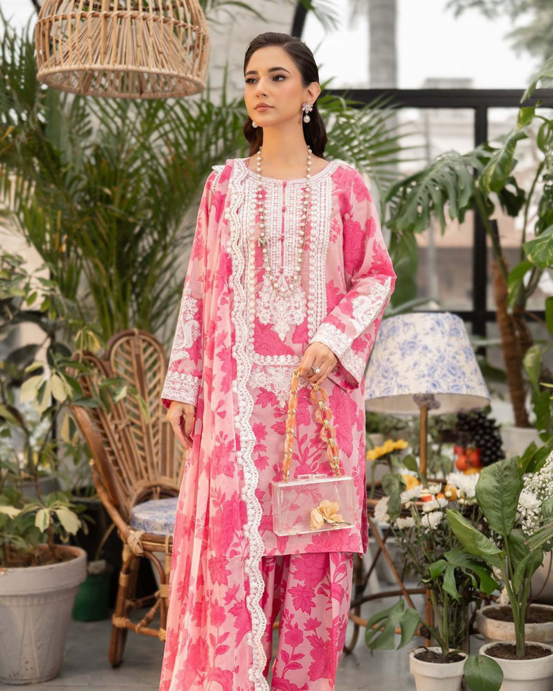 3-Piece Unstitched Printed Lawn Suit with Chiffon Dupatta