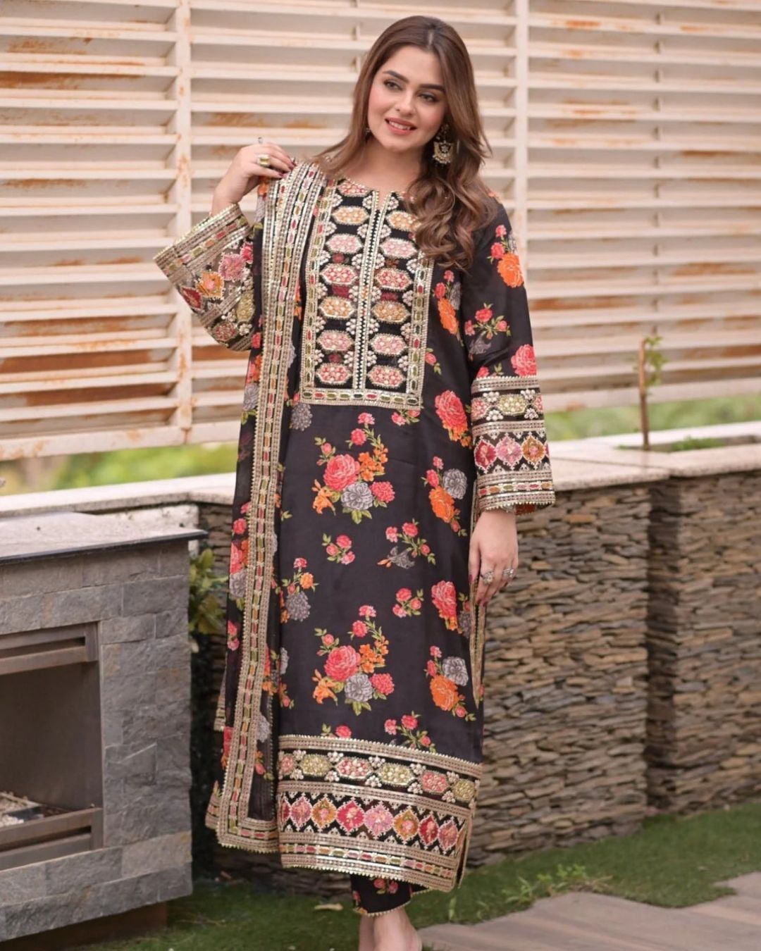 Aneela’s Printed Embroidered Lawn Suit (3PC)