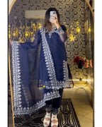 Embroidered Organza Suit (3PC)