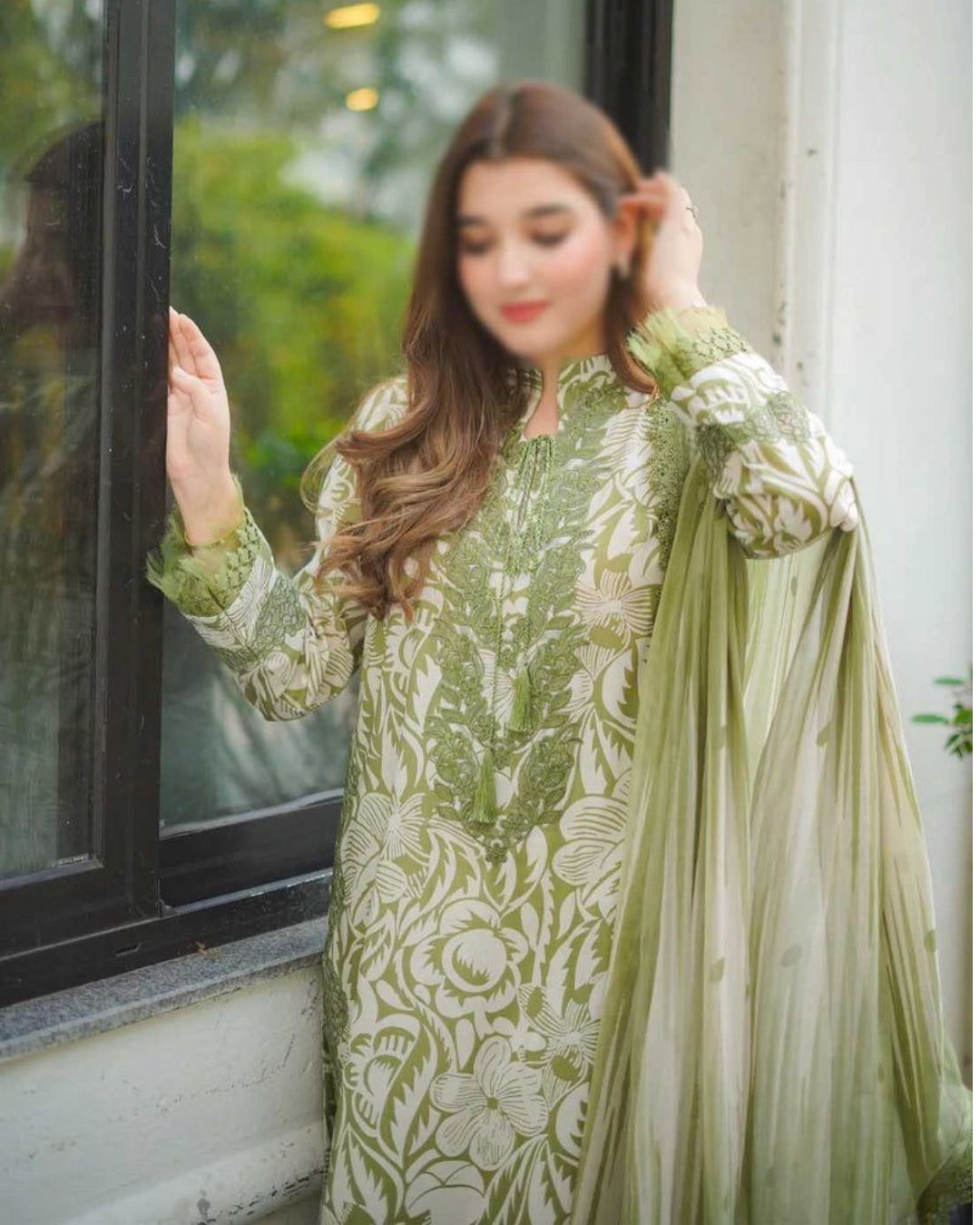 3-Piece Unstitched Lawn Suit with Heavy Embroidered Scifflie Work