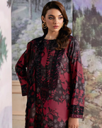 3-Piece Unstitched Printed Lawn Suit with Embroidered Patches & Chiffon Dupatta