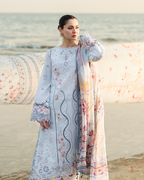 3-Piece Chicken Kari Embroidered Lawn Suit with Silk Dupatta