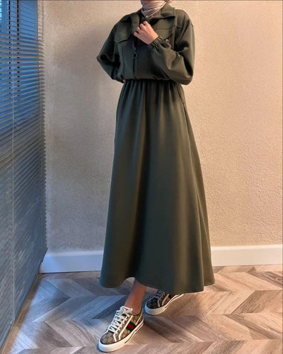 Zipper Jacket & Sleeveless Frock Set (2PC)