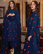 Rose Embroidered Silk Suit (3PC)