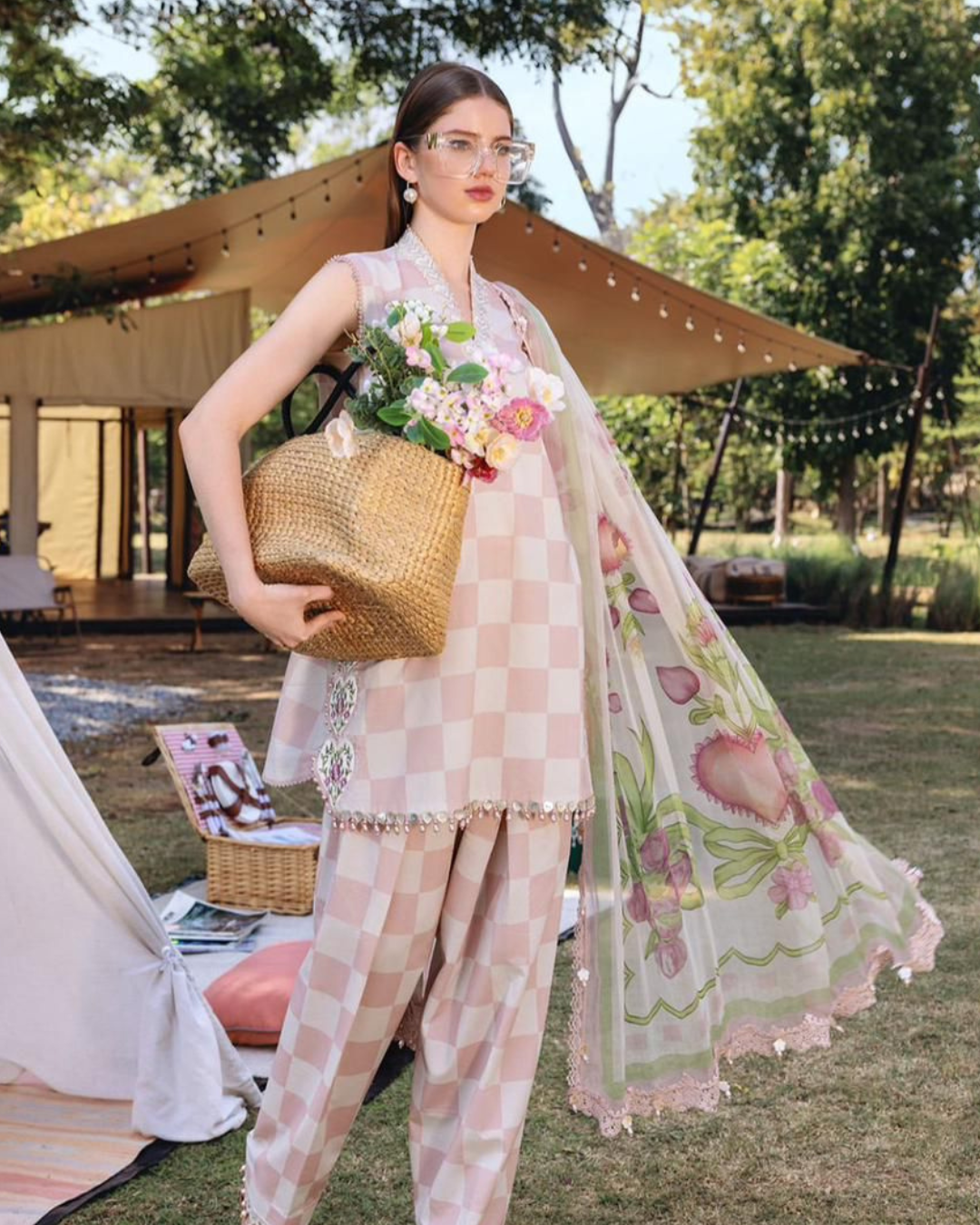 3-Piece Printed Lawn Suit with Heavy Embroidered Spangle Work