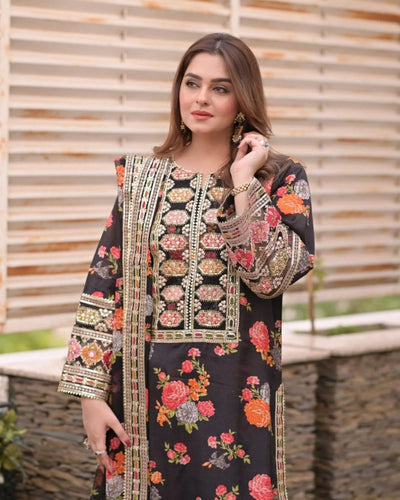Aneela’s Printed Embroidered Lawn Suit (3PC)