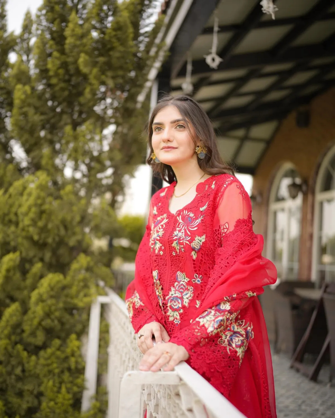 3-Piece Chikankari Embroidered Lawn Suit with Net Dupatta