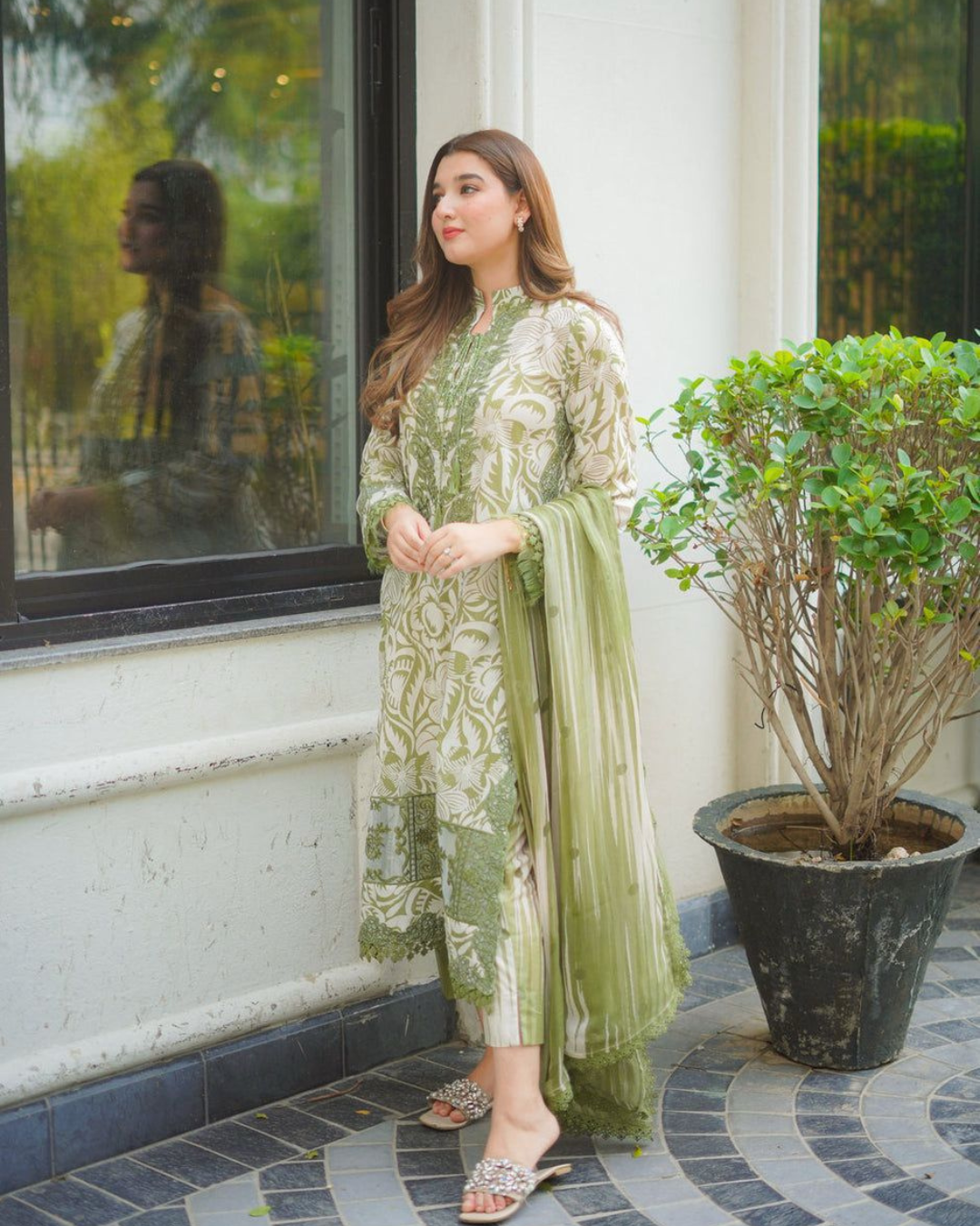 3-Piece Unstitched Lawn Suit with Heavy Embroidered Scifflie Work