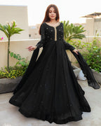 Pearl Embroidered Chiffon Maxi Set (3PC)