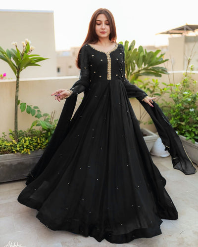 Pearl Embroidered Chiffon Maxi Set (3PC)