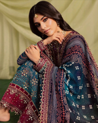 3-Piece Printed Lawn Suit with Embroidered Chiffon Dupatta