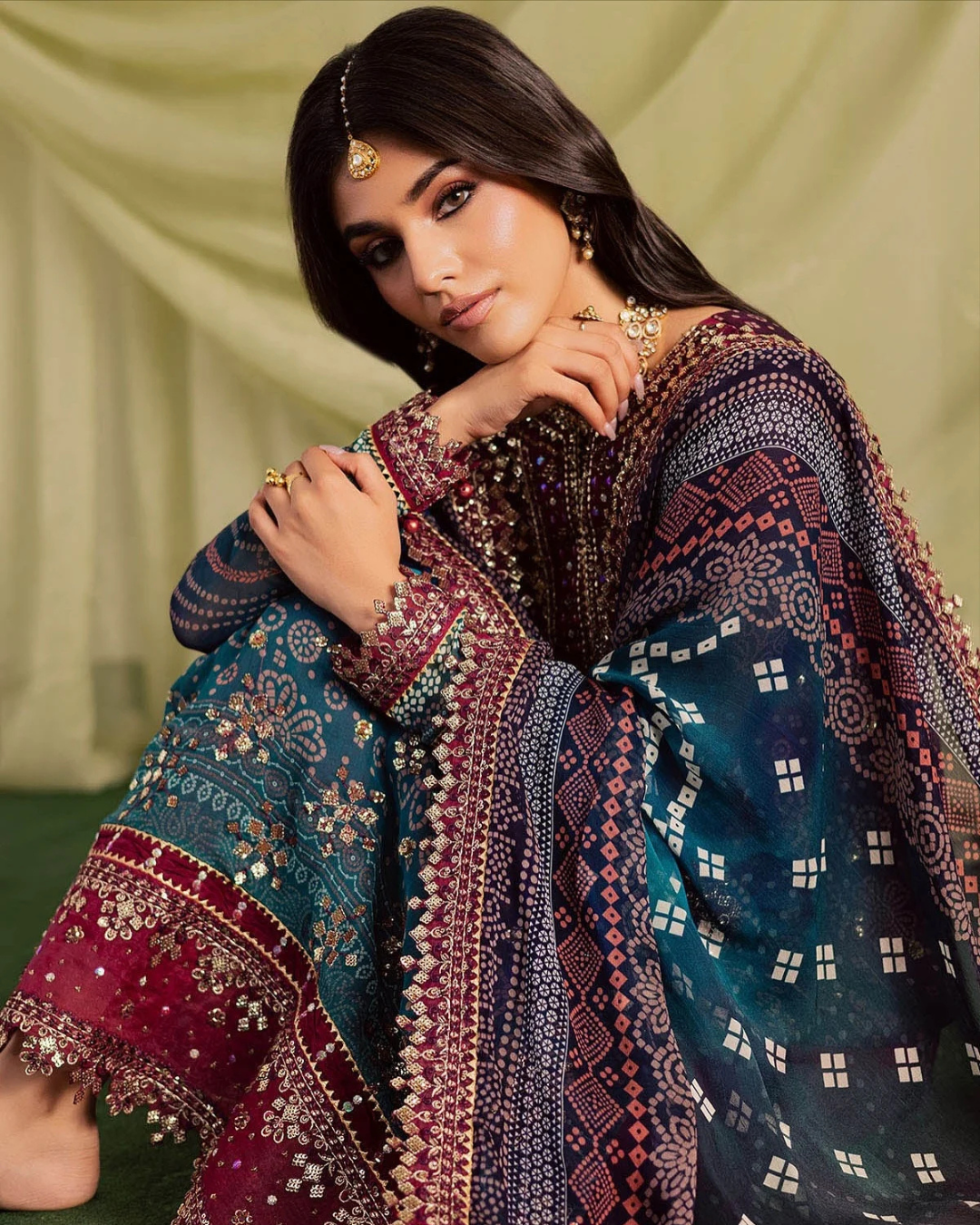 3-Piece Printed Lawn Suit with Embroidered Chiffon Dupatta