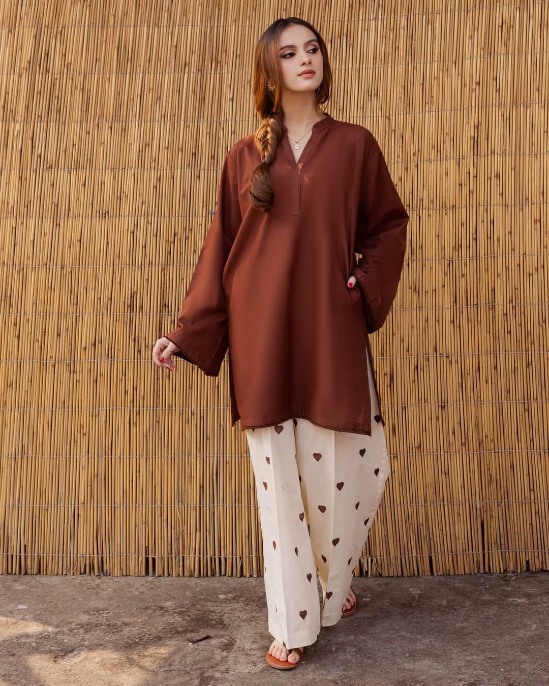 Heart Printed Linen Co-Ord Set (2PC)