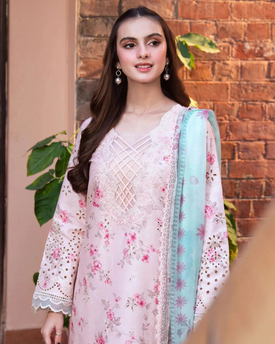 3-Piece Chikankari & Embroidered Lawn Suit with Chiffon Dupatta