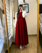 Plated Black Maxi with White Sleeves