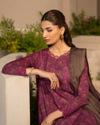 3-Piece Printed Lawn Suit with Intricate Embroidery & Chiffon Dupatta