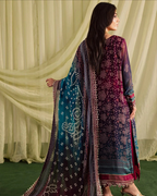 3-Piece Printed Lawn Suit with Embroidered Chiffon Dupatta