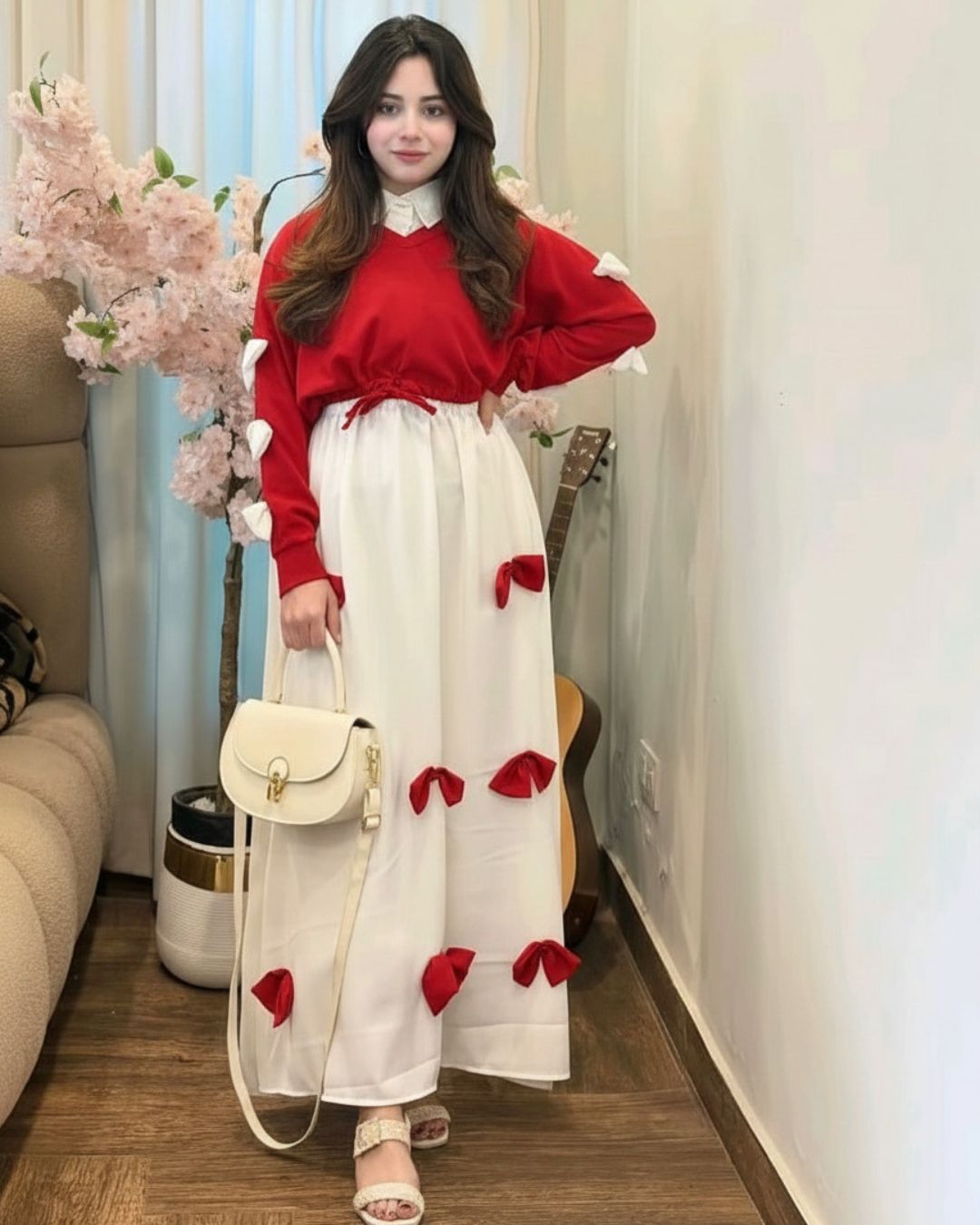 Bow Detail Frock Maxi Set (2PC)