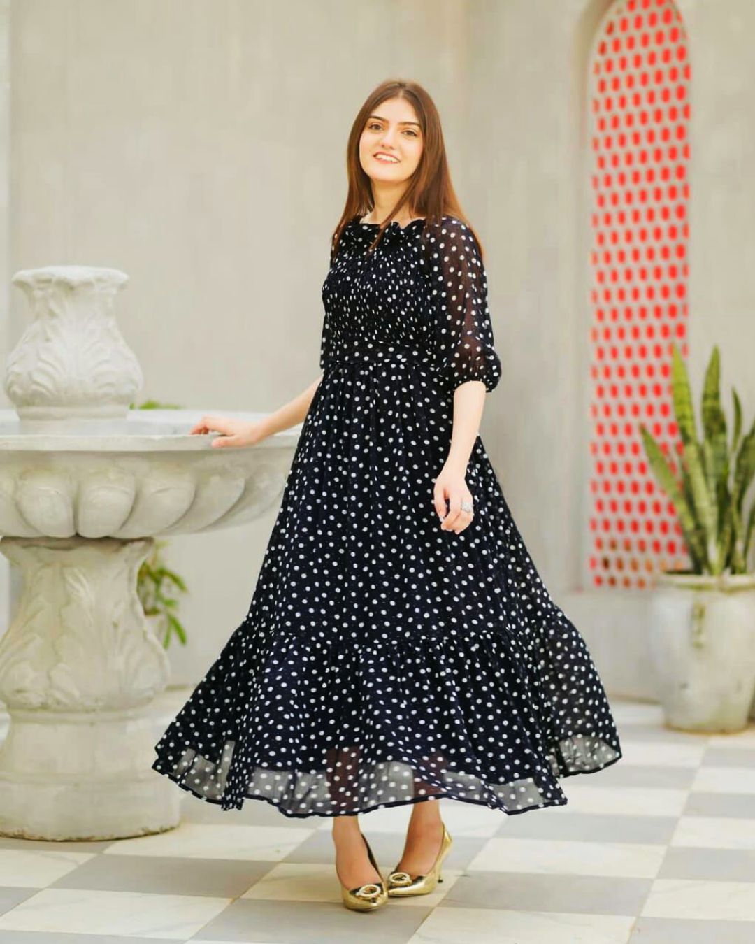 Self Printed Chiffon Maxi