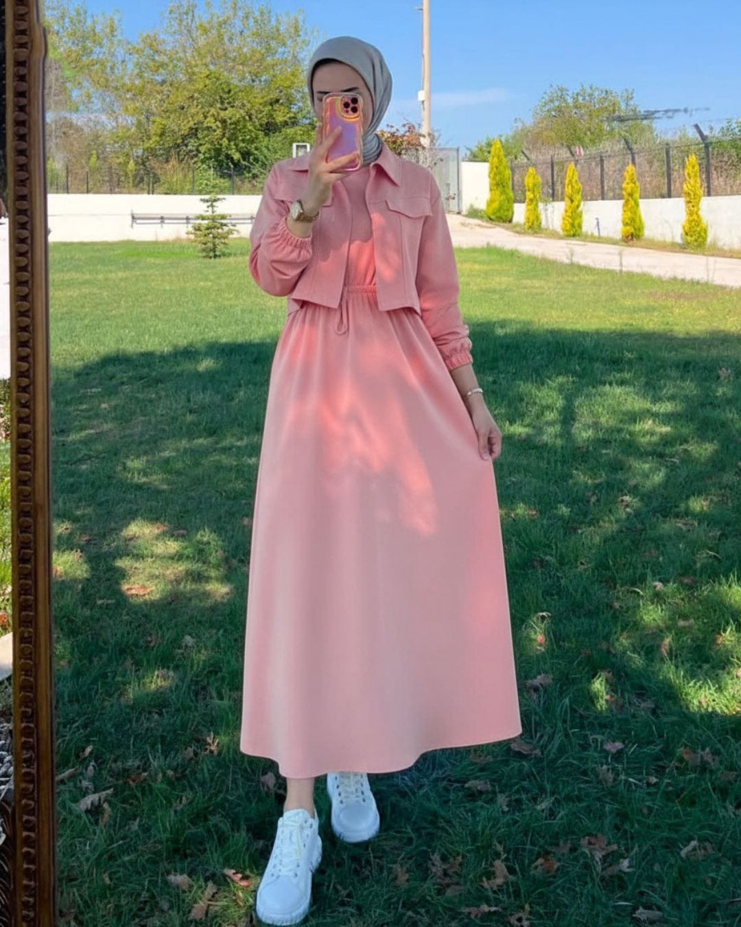 Zipper Jacket & Sleeveless Frock Set (2PC)