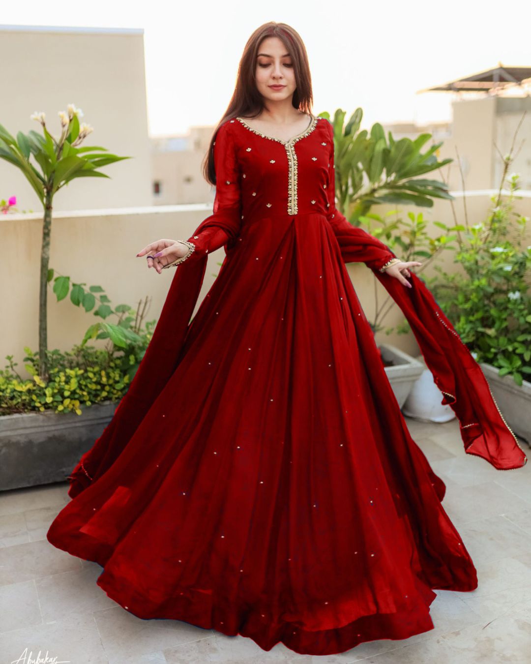 Pearl Embroidered Chiffon Maxi Set (3PC)