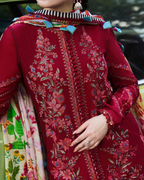 3-Piece Luxury Embroidered Lawn Suit with Silk Dupatta