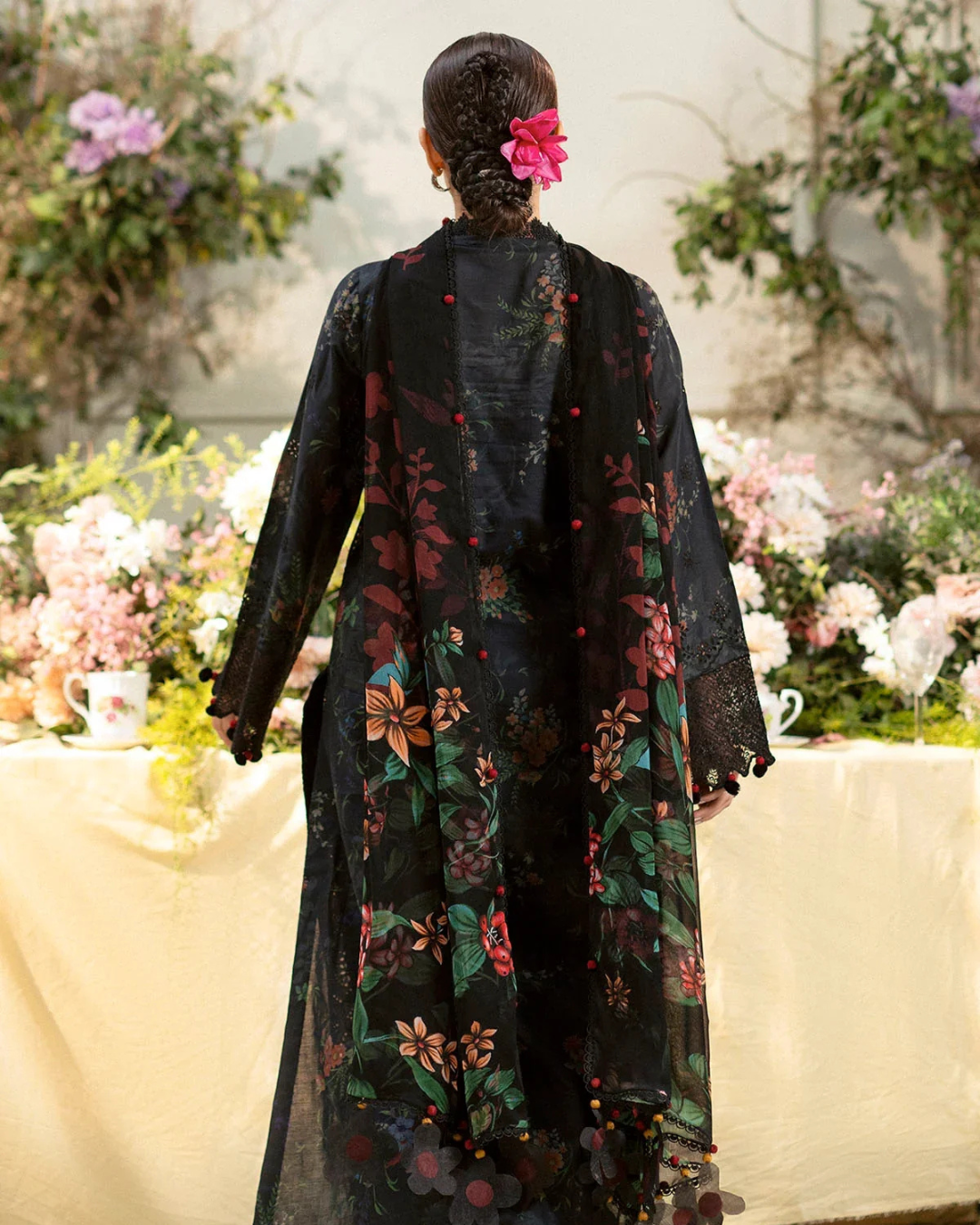 3-Piece Printed Lawn Suit with Heavy Embroidered Chickenkari Details