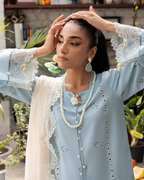 3-Piece Heavy Chikankari Embroidered Lawn Suit with Organza Dupatta