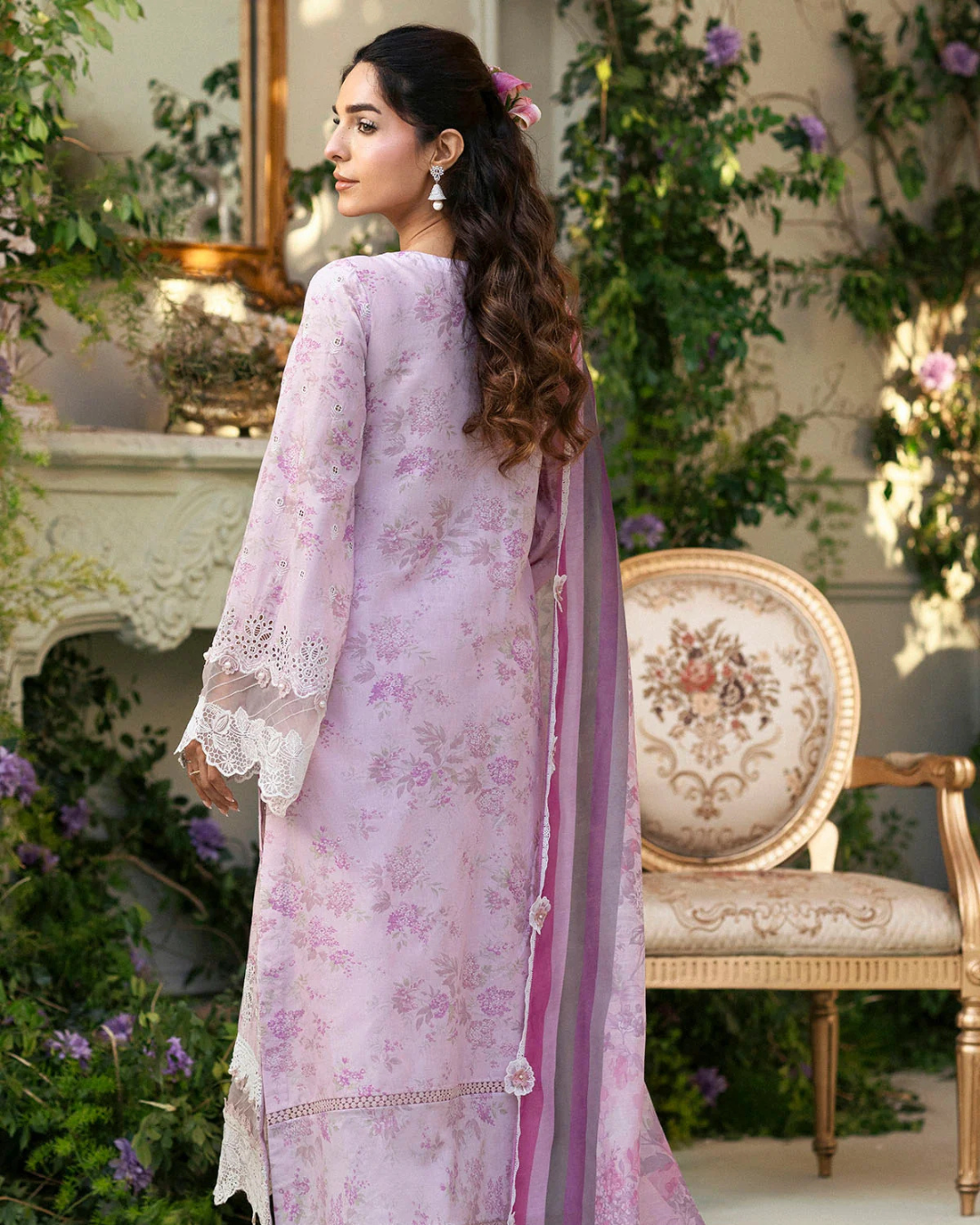 3-Piece Printed Lawn Suit with Heavy Embroidered Chickenkari Details