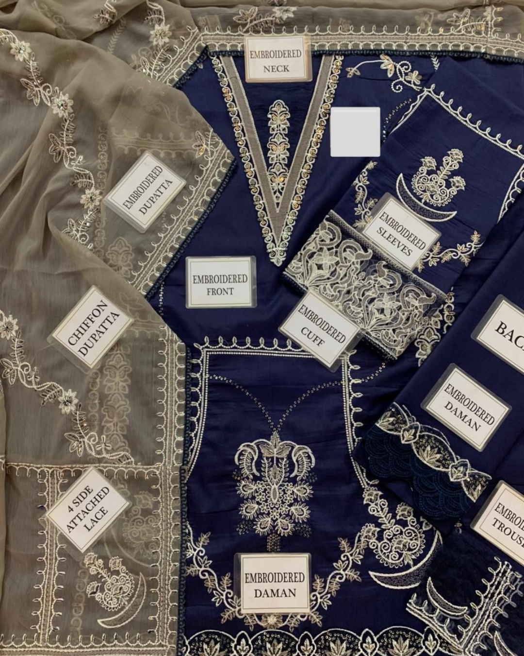 3-Piece Embroidered Cotton Lawn Suit with Heavy Daman Patch