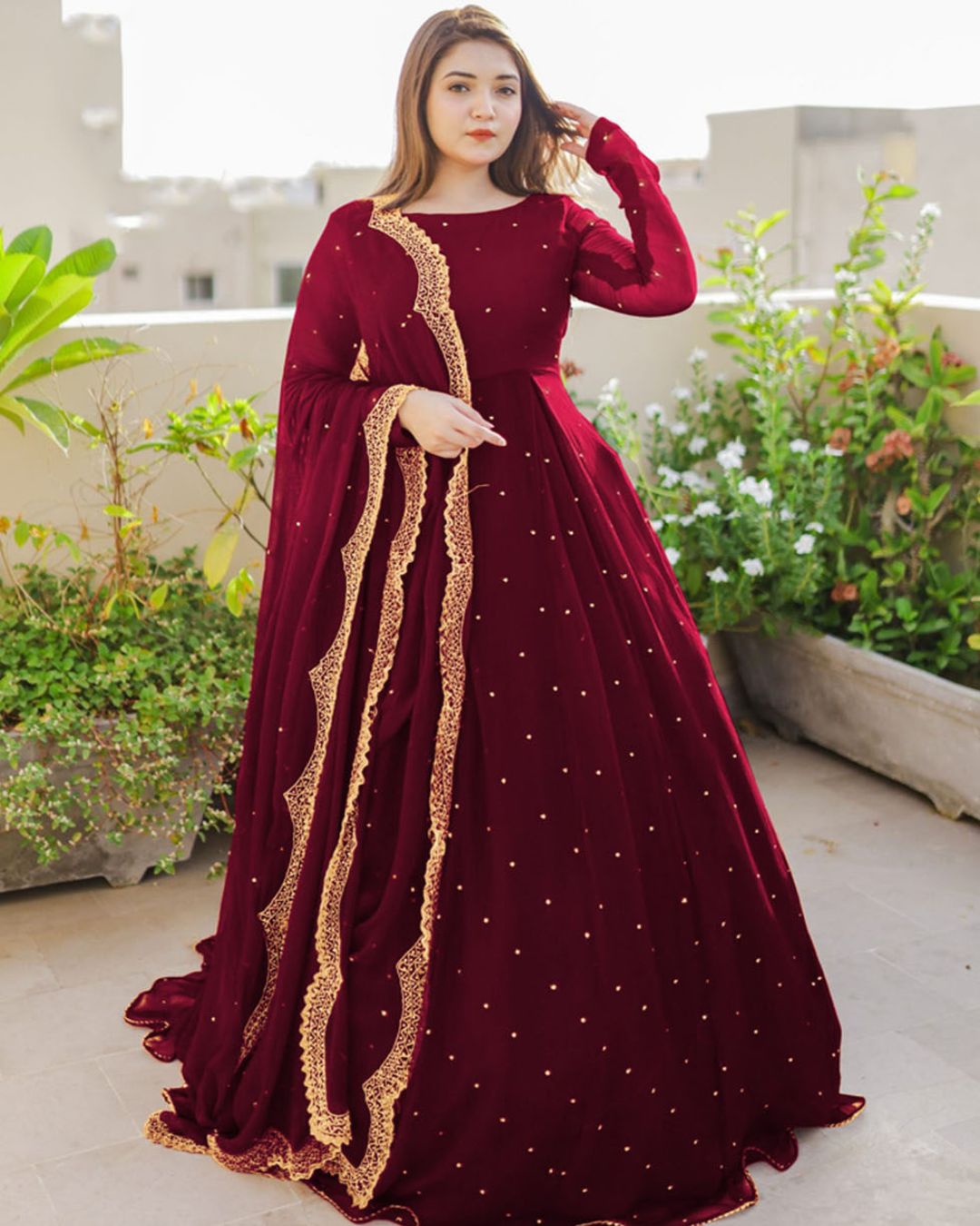 Pearl & Lace Flare Maxi Set (3PC)