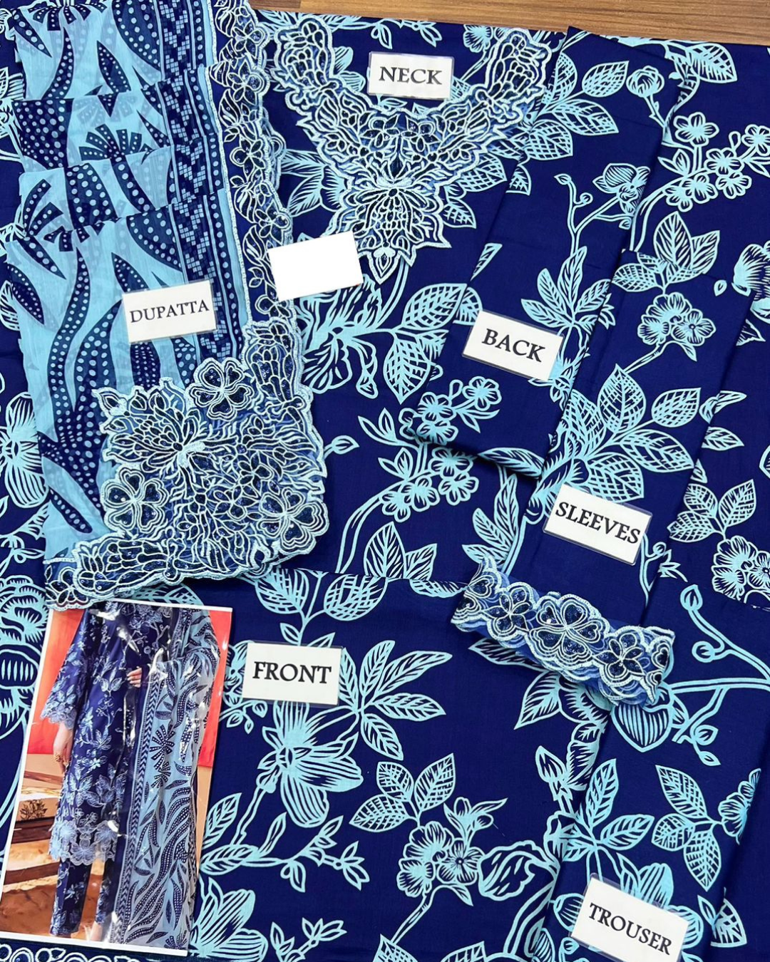 3-Piece Printed Lawn Suit with Heavy Embroidered Spangle Work