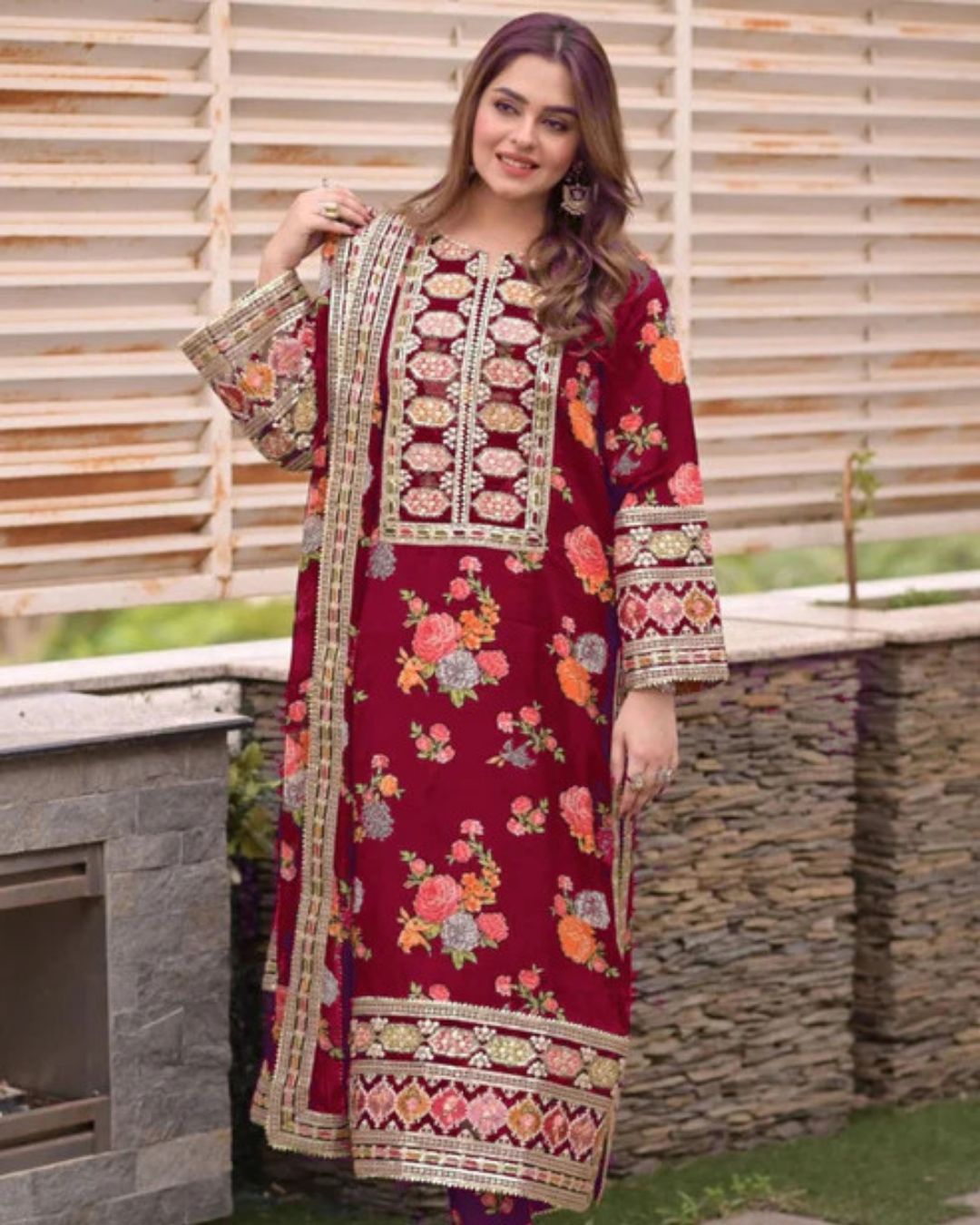 Aneela’s Printed Embroidered Lawn Suit (3PC)