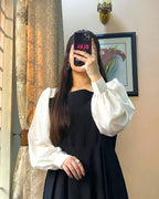 Plated Black Maxi with White Sleeves