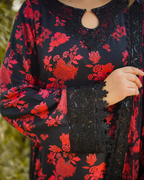 3-Piece Printed Lawn Suit with Embroidered Details & Chiffon Dupatta