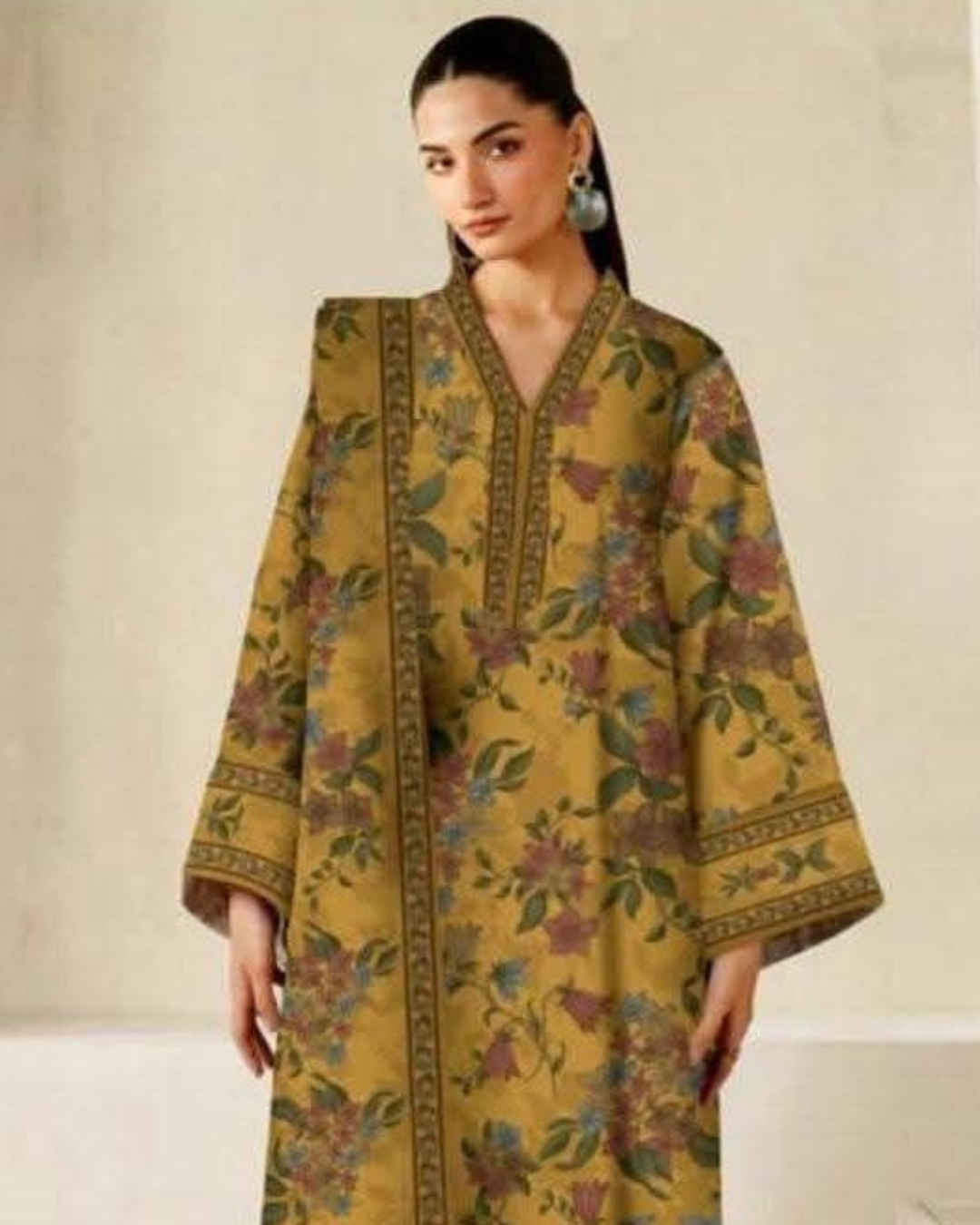 3-Piece Printed Lawn Suit with Embroidered Schiffli & Sequin Work (2026)