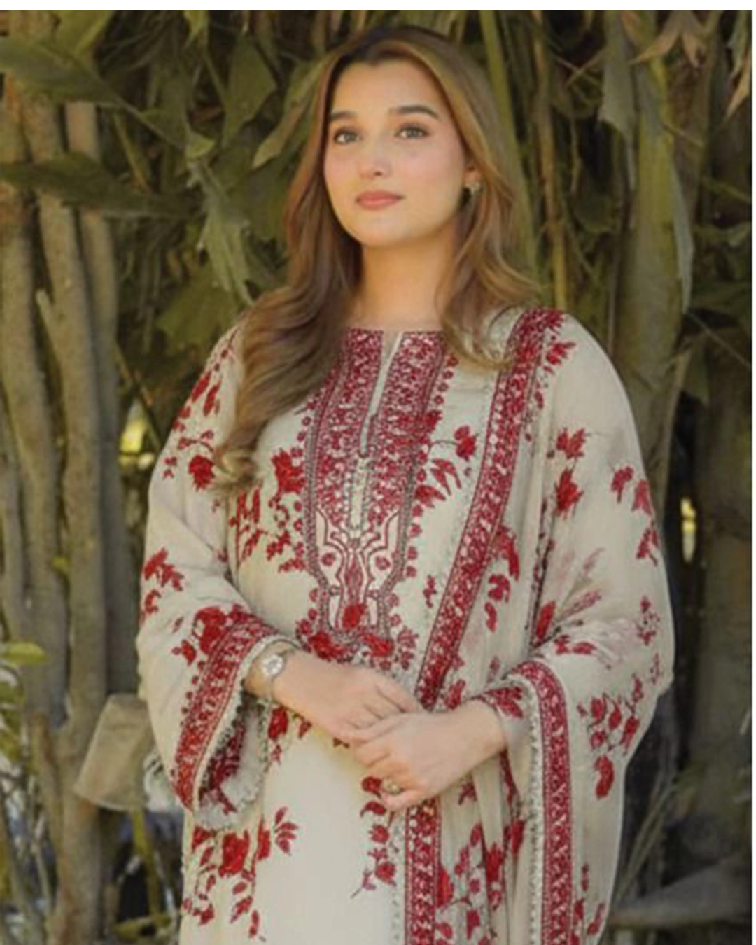 3-Piece Printed Lawn Suit with Heavy Embroidered & Mirror Work (Festive Design)