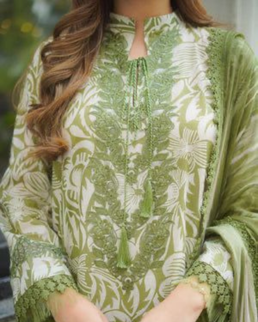 3-Piece Unstitched Lawn Suit with Heavy Embroidered Scifflie Work