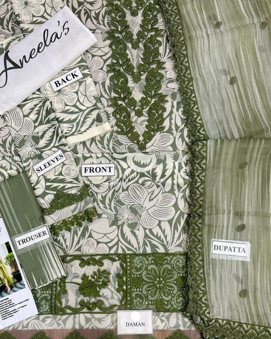 3-Piece Unstitched Lawn Suit with Heavy Embroidered Scifflie Work