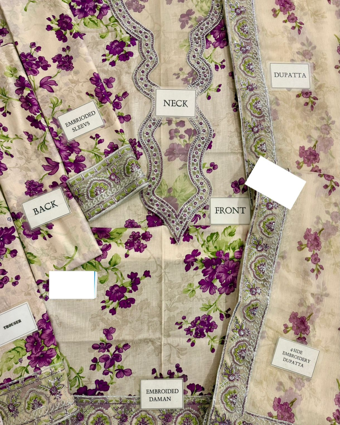 3-Piece Printed Lawn Suit with Heavy Embroidered Sequin Work (Most Hit Design)