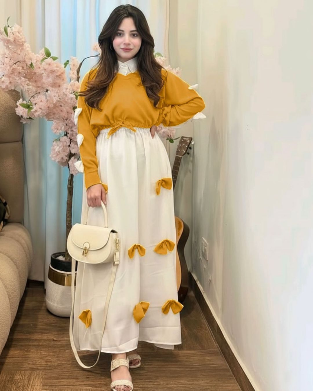 Bow Detail Frock Maxi Set (2PC)