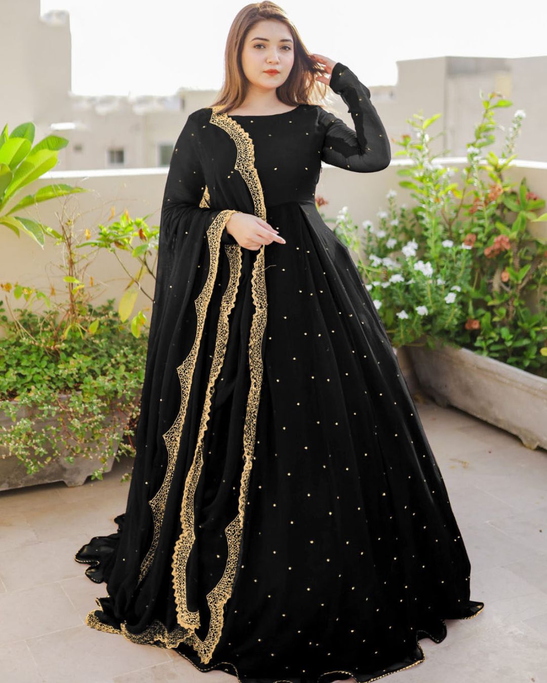 Pearl & Lace Flare Maxi Set (3PC)