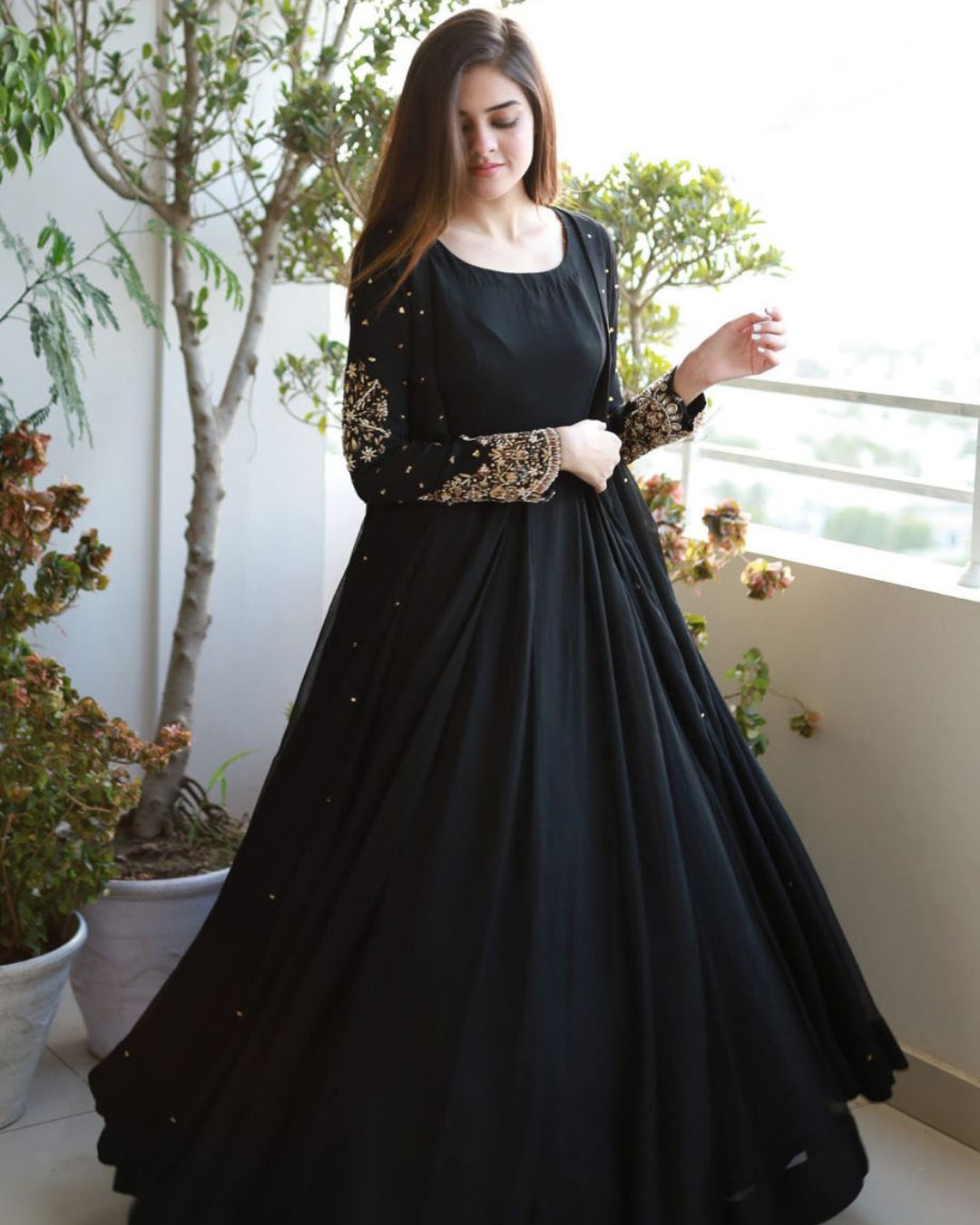 Pearl Embellished Gown & Maxi Trouser Set (3PC)