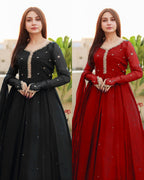 Pearl Embroidered Chiffon Maxi Set (3PC)