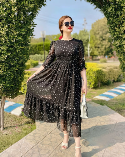 Self Printed Chiffon Maxi