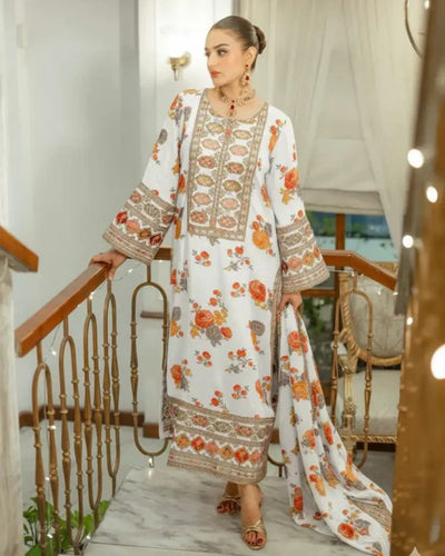Aneela’s Printed Embroidered Lawn Suit (3PC)