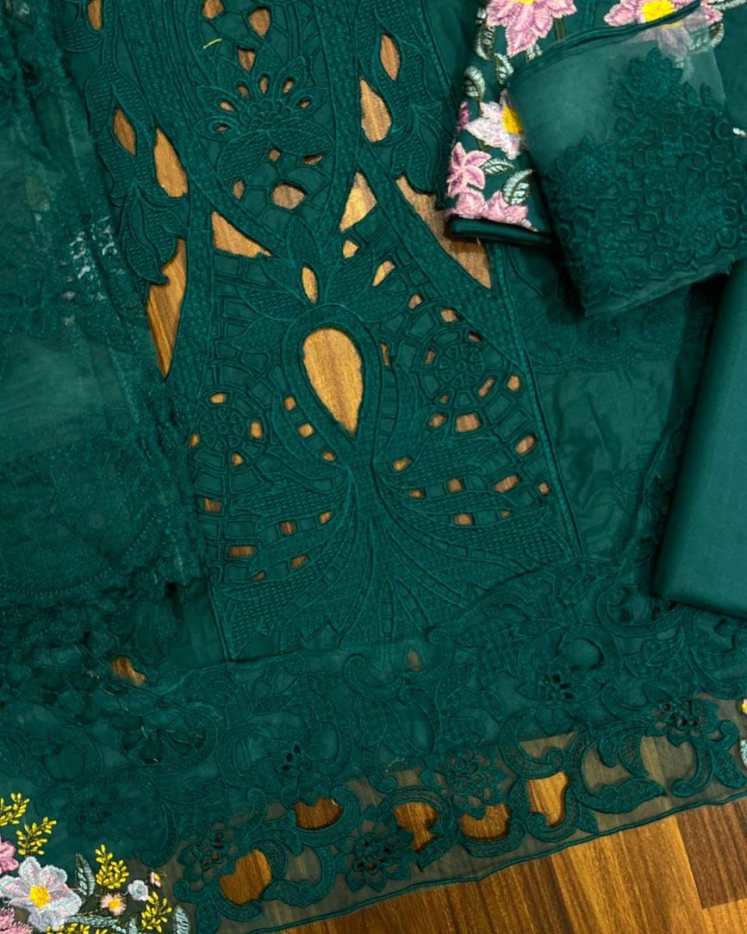 3-Piece Embroidered Chikankari & Lawn Suit with Heavy Dupatta