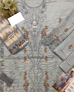 3-Piece Chicken Kari Embroidered Lawn Suit with Silk Dupatta